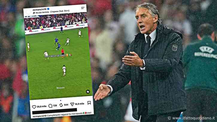 Mancini posta il video con le giocate dell’Italia e sceglie la canzone di Nicola Ventola, così si complimenta con gli azzurri: “Ve lo meritavate”
