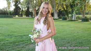 Hattie Dynevor looks pretty in her flowy pink maid of honour dress as she shares unseen snaps from sister Phoebe's Bridgerton-esque wedding in Provence