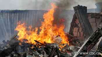 Abandoned school burns in Peguis First Nation in Manitoba's Interlake