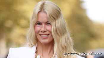 Claudia Schiffer, 56, turns heads in a plunging blazer as she brings some supermodel glamour to Chloe's Paris Fashion Week show