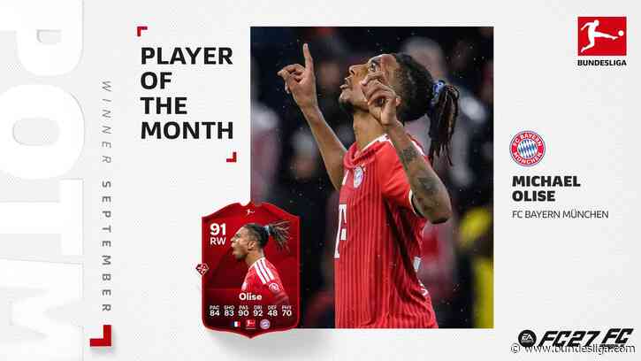 Bayern Munich's Michael Olise named Player of the Month for September