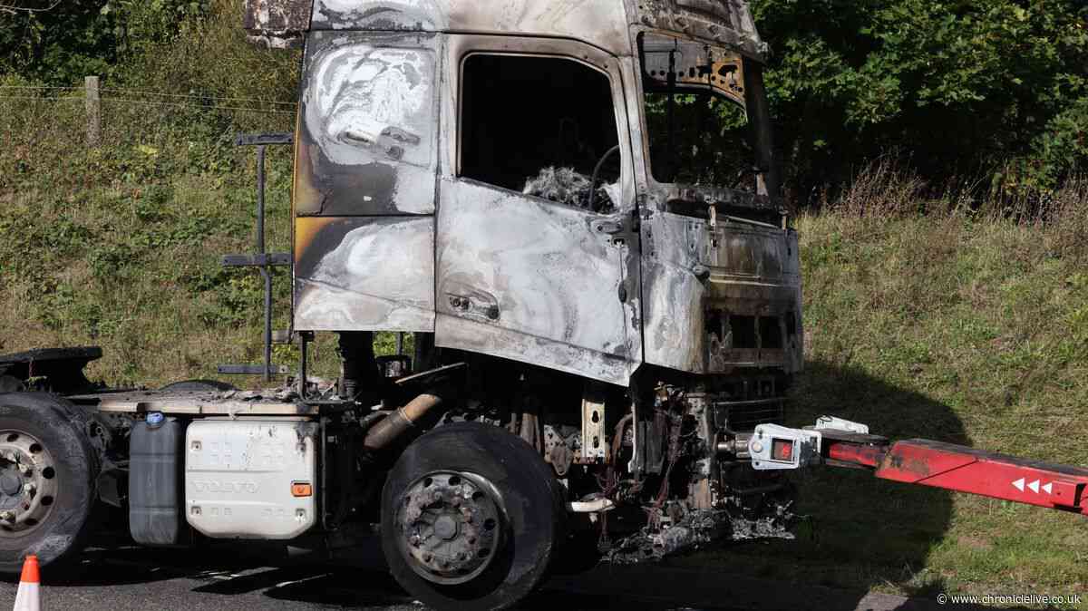 Huge lorry fire causes travel chaos in Northumberland with A69 shut for hours