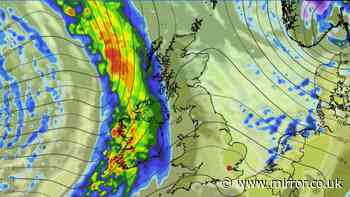 UK weather maps capture 551-mile band of rain stretching from Scotland to Devon