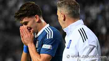Arsenal dealt ANOTHER injury blow as Christos Tzolis is forced off in Greece's clash with Netherlands just days after Kai Havertz suffered the same fate