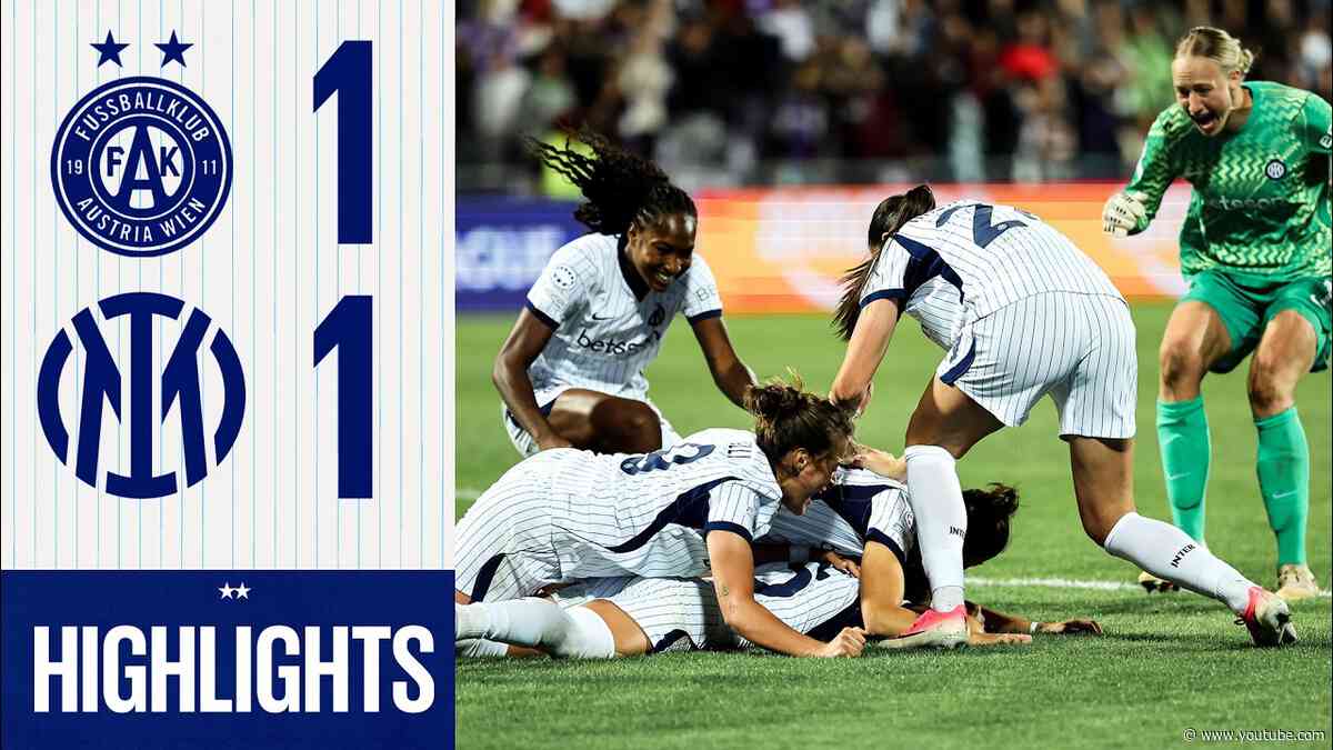 PAREGGIO ALL'ULTIMO RESPIRO DI ANDRES | AUSTRIA VIENNA 1-1 INTER | UEFA WOMEN’S CHAMPIONS LEAGUE 🖤💙