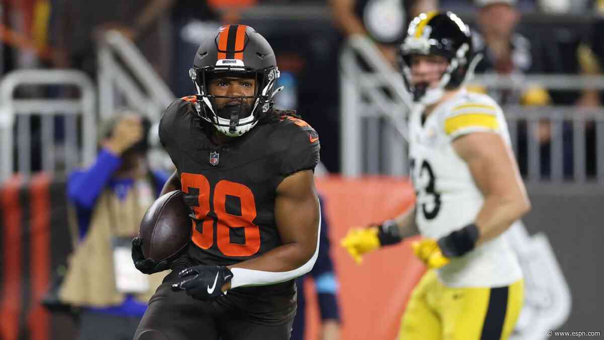 Follow live: Browns take lead over Steelers as Quinshon Judkins pushes into the end zone