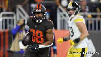 Follow live: Browns take lead over Steelers as Quinshon Judkins pushes into the end zone
