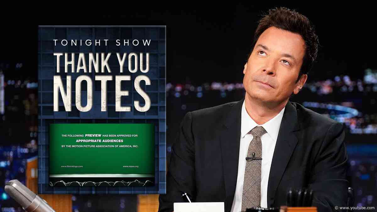 Thank You Notes: Movie Theater Previews, Sangria | The Tonight Show Starring Jimmy Fallon