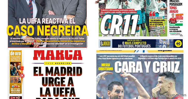 🗞️ Friday's front pages: Negreira, CR11 and a huge France-Italy