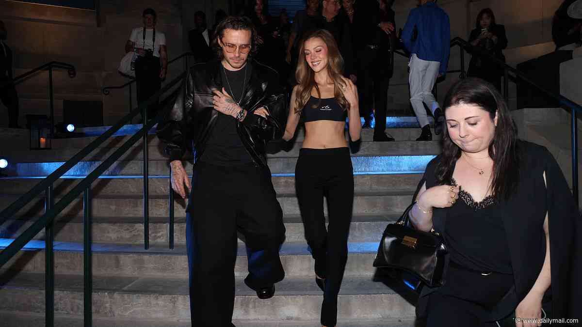 Brooklyn Beckham and wife Nicola Peltz party in Paris just a mile away from his estranged brother Romeo as they attend MESSIKA catwalk hours before Victoria's fashion show
