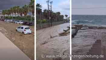 Straßen geflutet, Brücken zerstört: Schwere Unwetter treffen Urlaubsinsel Kreta mit voller Wucht