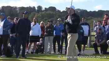 Gareth Bale smashes wild golf shot into a pub as drinkers left bemused