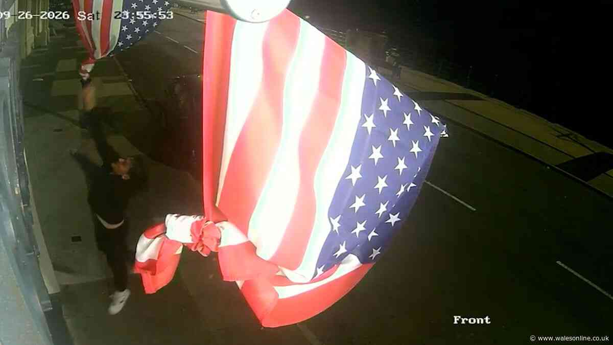£700 damage to Porthcawl takeaway as American flags torn down