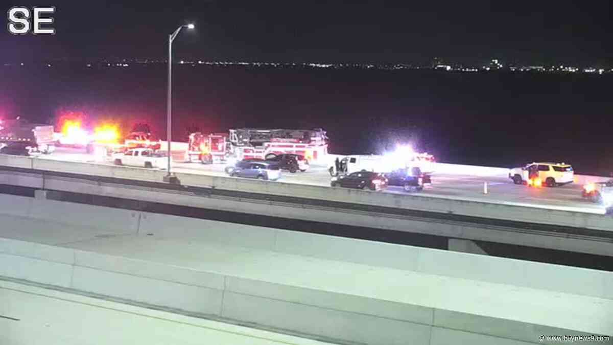 Police activity blocking multiple lanes on Howard Frankland Bridge