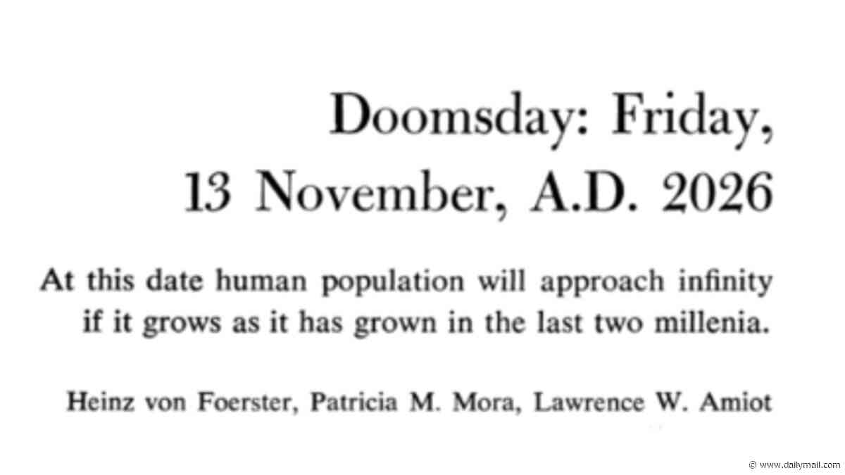 Scientist debunks wacky 1960 study claiming 'doomsday' will occur on 13 November 2026
