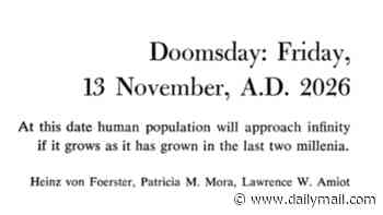 Scientist debunks wacky 1960 study claiming 'doomsday' will occur on 13 November 2026