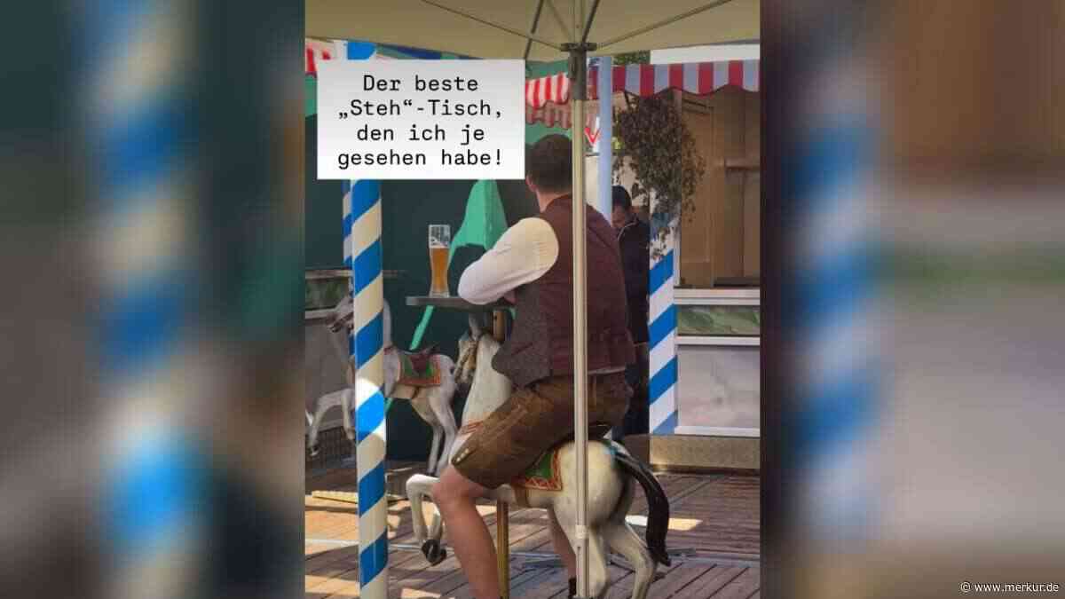 Wiesn-Bedienung teilt unterhaltsames Video: Skurriler Sitzplatz begeistert – „Sachen gibt‘s“