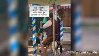 Wiesn-Bedienung teilt unterhaltsames Video: Skurriler Sitzplatz begeistert – „Sachen gibt‘s“