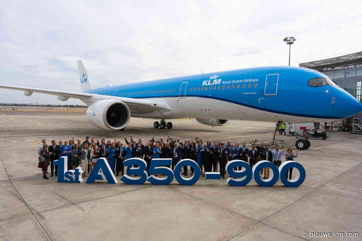 Eerste Airbus A350 voor KLM aangekomen op Schiphol