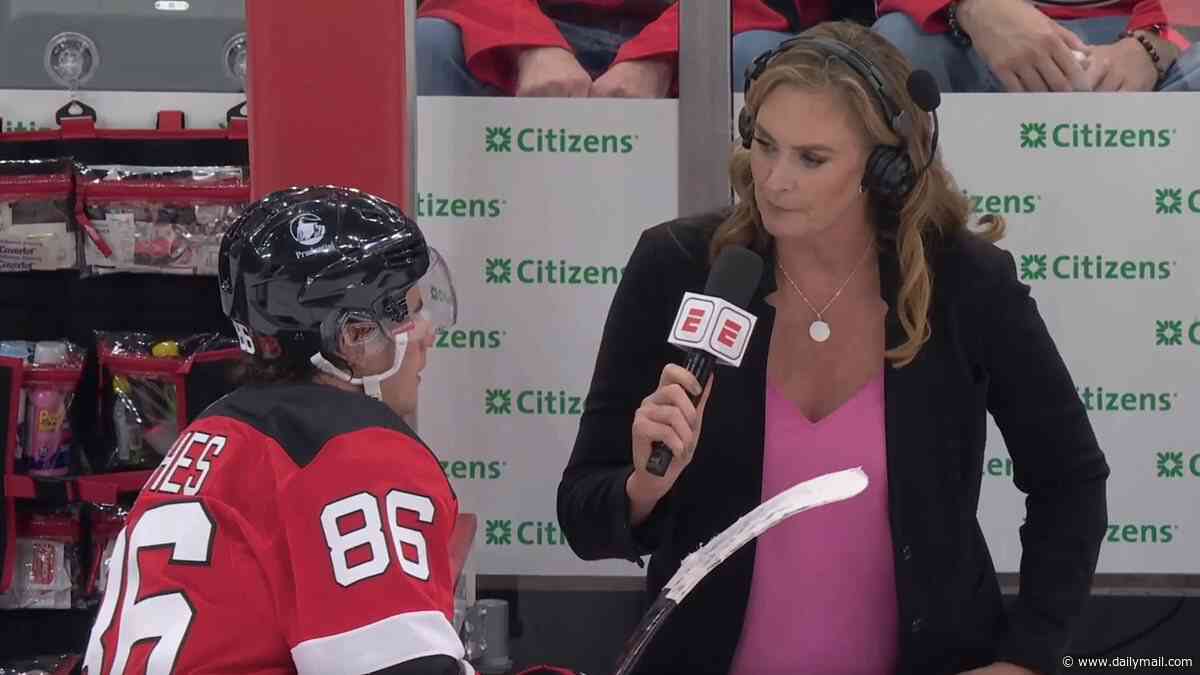Olympics hockey hero Jack Hughes told to 'lighten up' after blunt response to reporter's joke in awkward mid-game interview