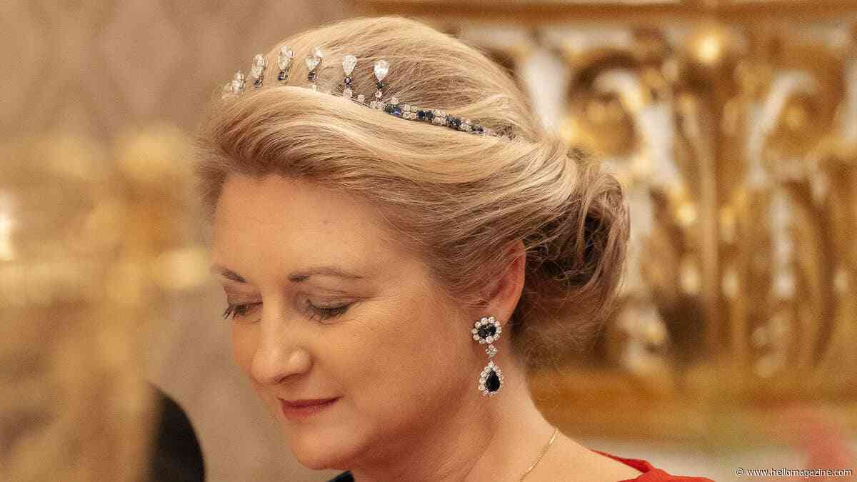 Luxembourg's Grand Duchess, 42, dons mesmerising shape-shifting tiara to host her first state banquet