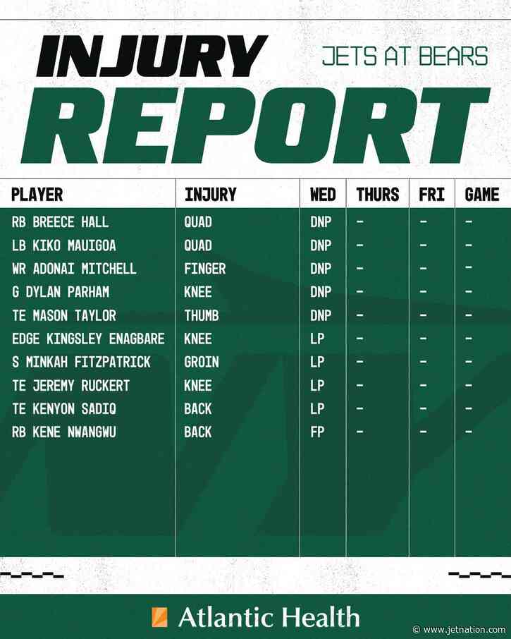 Jets Injury Report – Breece Hall, Mason Taylor Week-to-Week
