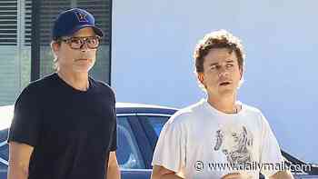 Rob Lowe rushes to be at brother Chad's side with son John as they are seen for first time since niece Fiona's, 13, tragic death