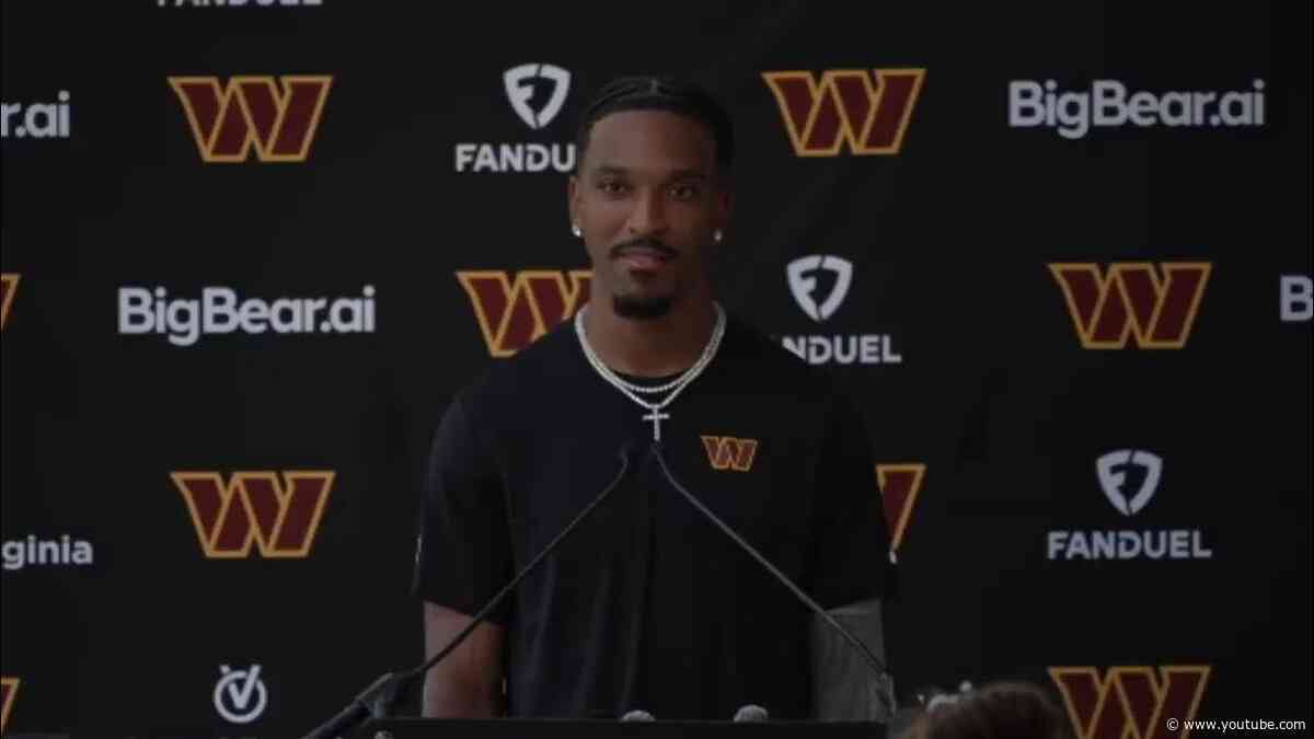 QB Jayden Daniels Speaks To The Media After Practice In London