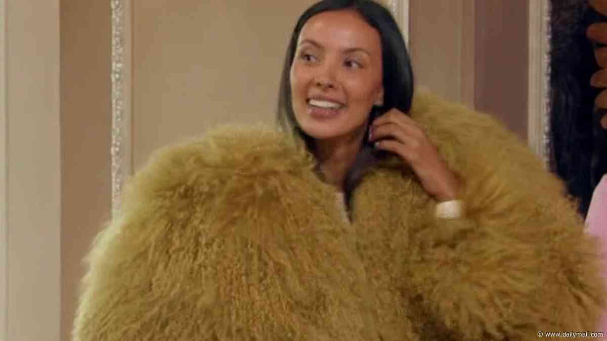 Celebrity Traitors star Maya Jama is compared to the Honey Monster by bemused fans as she arrives to breakfast in a HUGE feathered coat - as Amol Rajan is the first to be killed