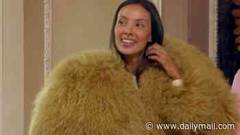Celebrity Traitors star Maya Jama is compared to the Honey Monster by bemused fans as she arrives to breakfast in a HUGE feathered coat - as Amol Rajan is the first to be killed