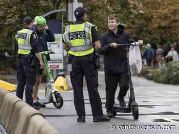 Riding that e-scooter without a helmet or with a friend? Vancouver police are cracking down