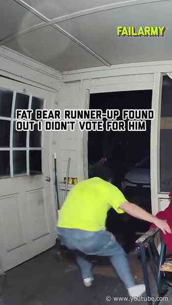 Trust me you do NOT want to anger a fat bear #fatbearweek #bears #bearattack #securitycamera #fail