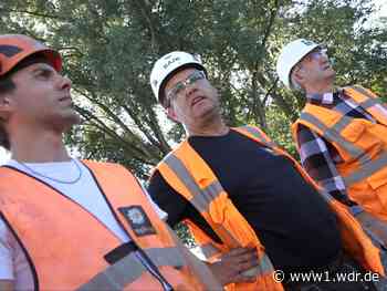 Opa, Vater und Enkel arbeiten auf Kölner Brücke