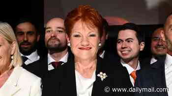 Pauline Hanson's big Victorian pitch for One Nation with MAGA hats and crime crackdown promise - as police face off with protesters