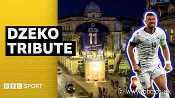 Giant Dzeko shirt unveiled in Sarajevo to mark retirement