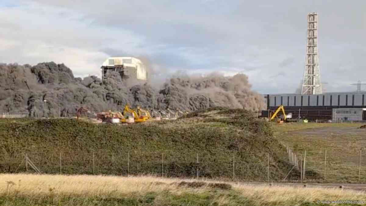 Welsh power station erupts in cloud of smoke and crumbles to the ground in dramatic scenes