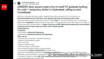 IIT graduate has just 2-3 days’ money after being kicked out by father: Asks ‘Does anyone need a live-in maid?’