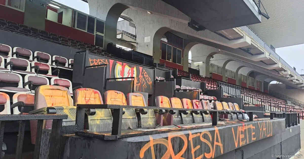 😱 In Europe, stadium vandalised with graffiti and damage