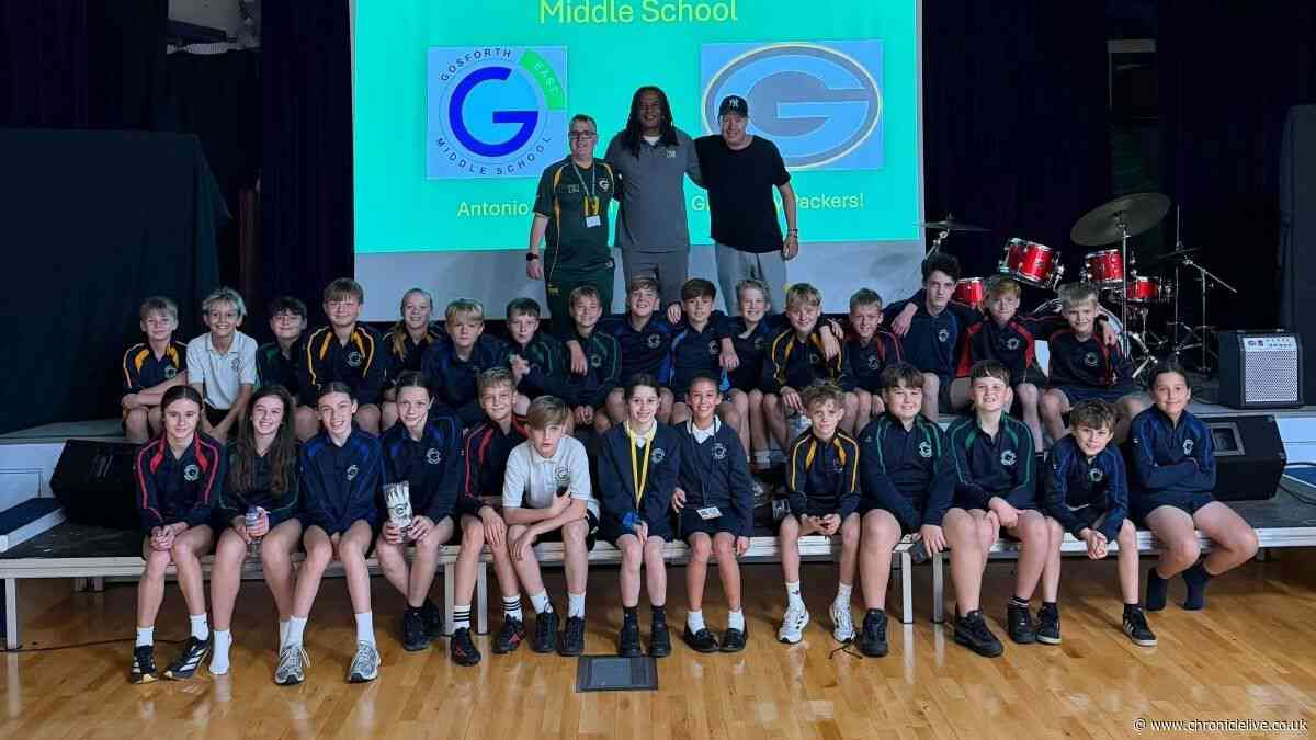 North East school hosts American football legend and Super Bowl winner for 'fantastic' day