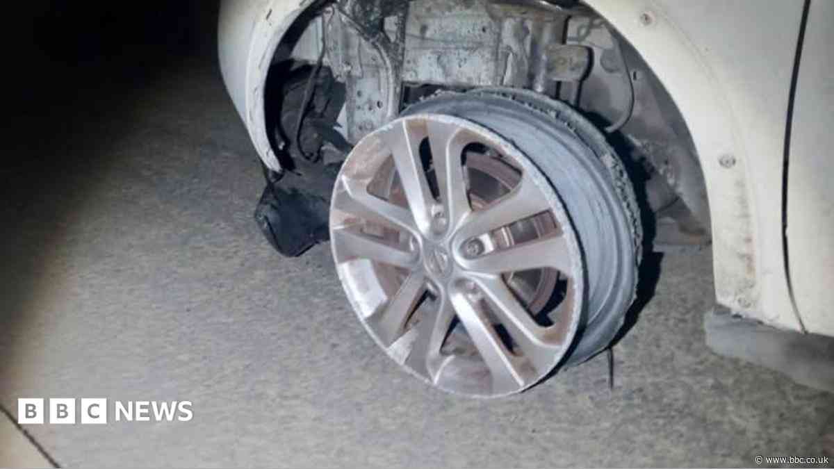 Motorist caught driving car with missing tyre
