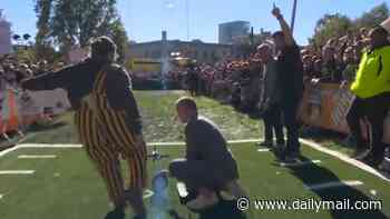 Pat McAfee's $1million College GameDay field goal contest turns farcical as Iowa student produces 'worst in history'