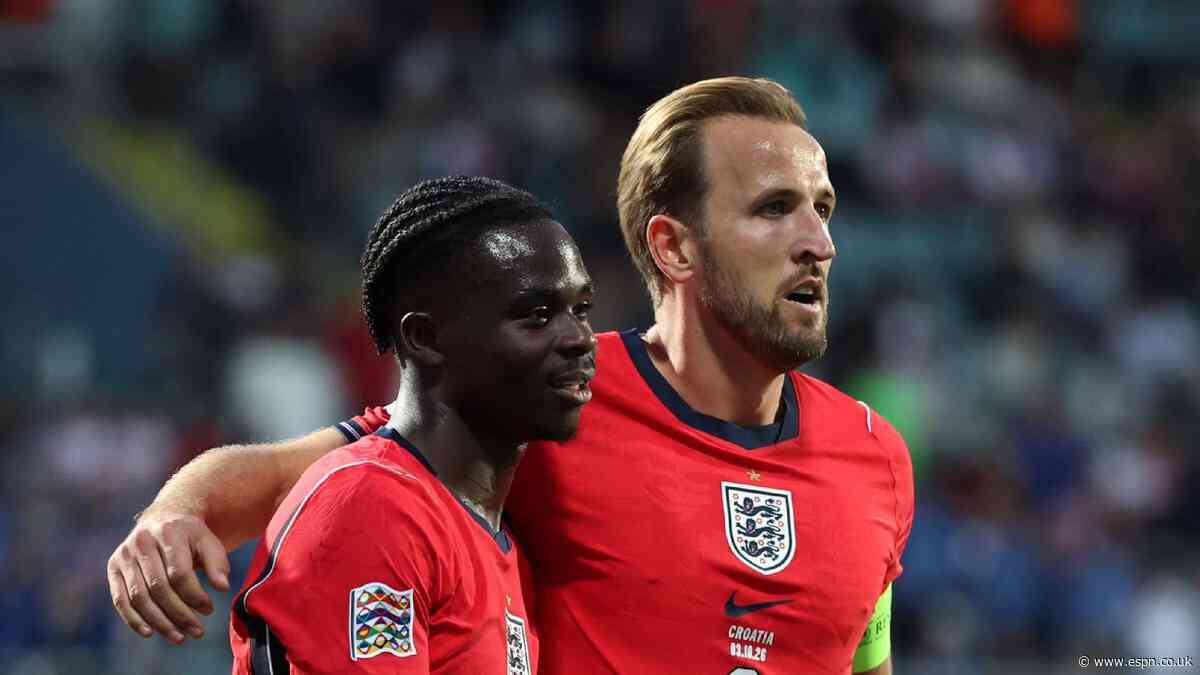 Croatia vs. England LIVE: Nations League updates as Harry Kane, Bukayo Saka hit doubles