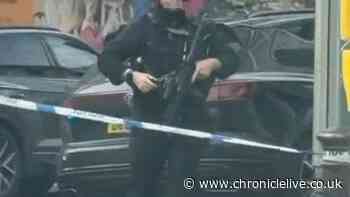 Manhunt underway as armed police discover dead dog in Blackpool house