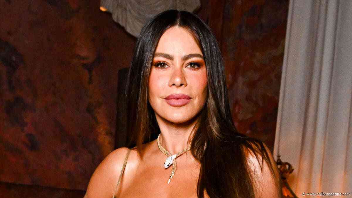 Sofia Vergara, 54, stuns in plunging black and gold gown in Paris
