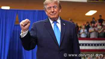 Re-energized Trump curses as he brags about 'shoving it up the a**' of Democrats and takes another shot at his favorite target Kaitlan Collins... after crowd was fired up by NFL legend