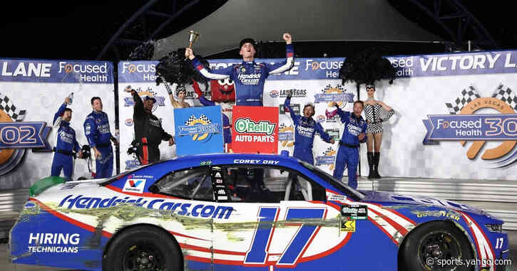 Corey Day prevails in jaw-dropping battle for NASCAR O'Reilly win at Las Vegas