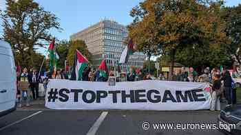 Protesters rally outside Dublin stadium over Ireland-Israel match