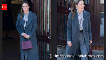 Kate Middleton’s latest autumn look has it all: A chic charcoal coat, bow blouse and a new Smythson bag