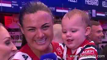 Adorable moment Millie Elliott shares grand final glory with her baby girl during her post-match interview