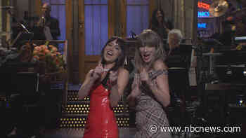 Taylor Swift pops into ‘SNL’ to joke around with host Dakota Johnson